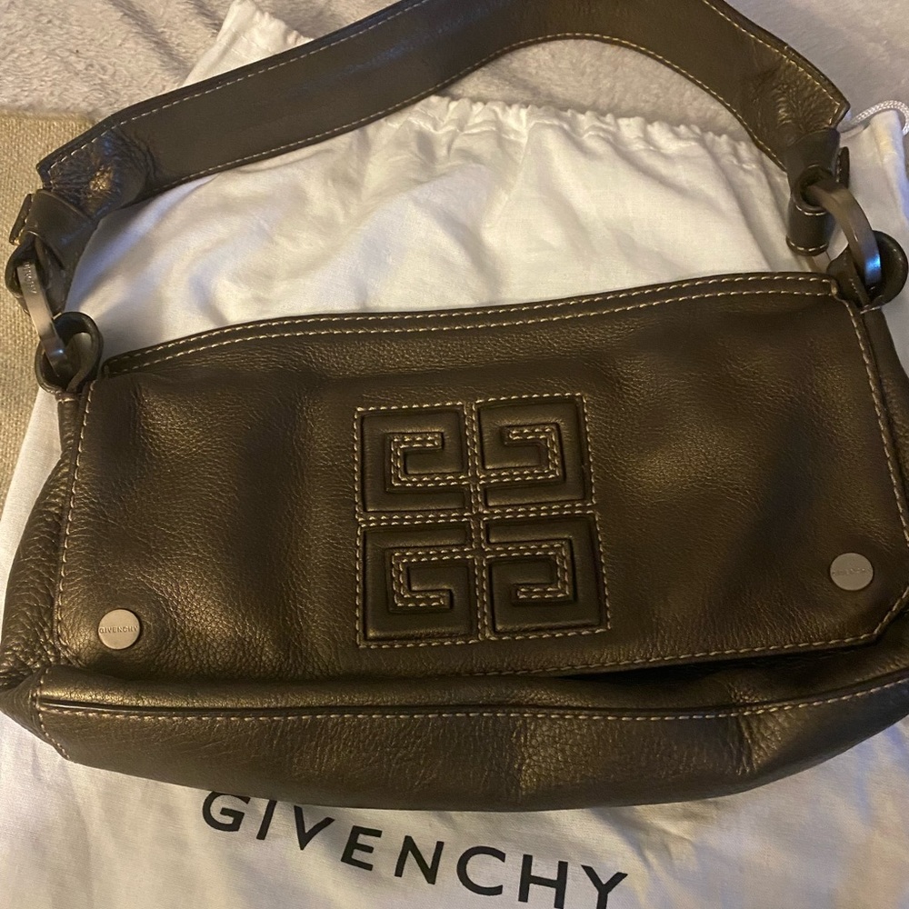 Authentic Givenchy Bronze leather signature hobo